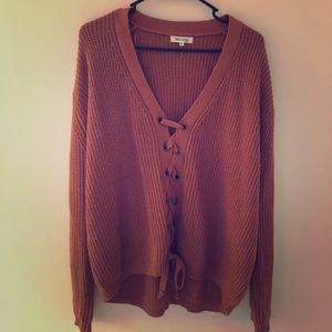 Dottie couture boutique rust cage front sweater